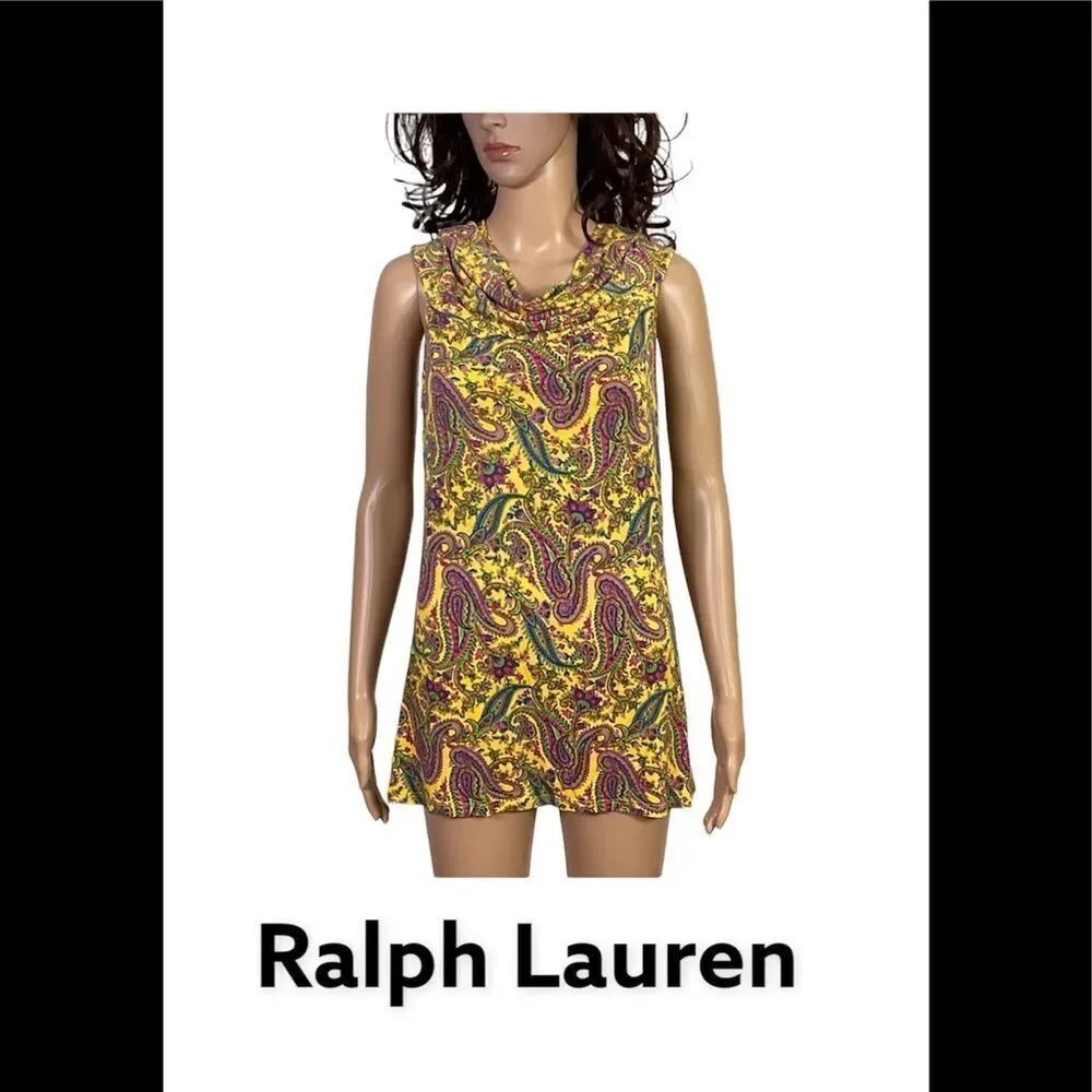 Lauren Ralph Lauren yellow paisley print off the shoulder top XL
